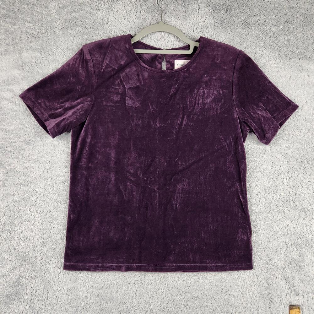 Vintage Graver Studio Shirt Womens Small Purple Velour Whimsigoth Fairy Grunge